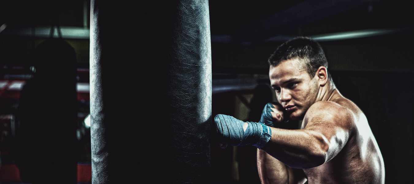 A boxer punching a bag