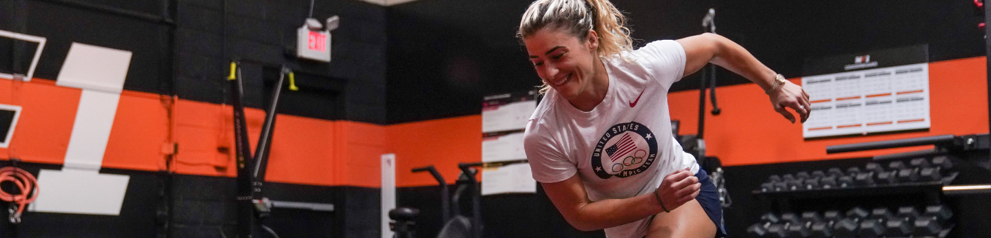 Helen Maroulis doing an athlete assessment at NF1